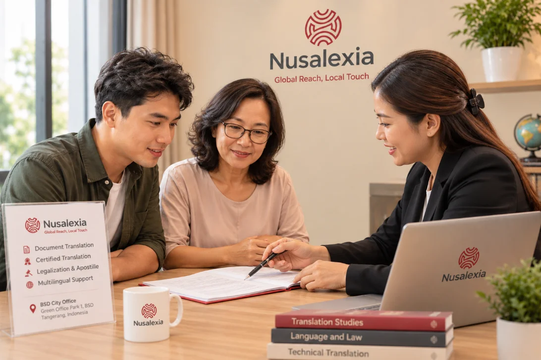 Home 1 A Nusalexia translator walking a client through their documents
